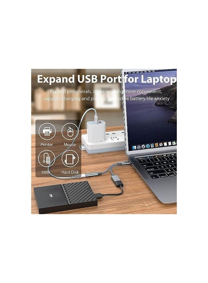 erorex USB C to USB Adapter OTG and Charger Cable, 2 in 1 USB-C Splitter with 10W PD Charging Type C OTG and USB A Female Port Compatible for Samsung S21/S20 LG G8, Pixel4 XL,Google TV - Image 2