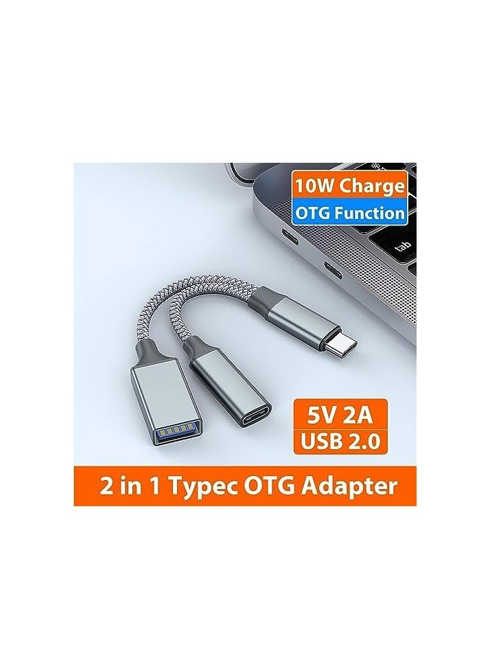 erorex USB C to USB Adapter OTG and Charger Cable, 2 in 1 USB-C Splitter with 10W PD Charging Type C OTG and USB A Female Port Compatible for Samsung S21/S20 LG G8, Pixel4 XL,Google TV - Image 4