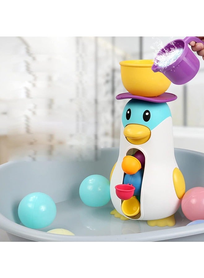 Hihonor لعبة حوض الاستحمام على شكل بطريق صغير، لعبة تدفق وشلال، ألعاب حوض الاستحمام للأطفال من 2 3 4 سنوات، هدية عيد ميلاد ممتعة - Image 1