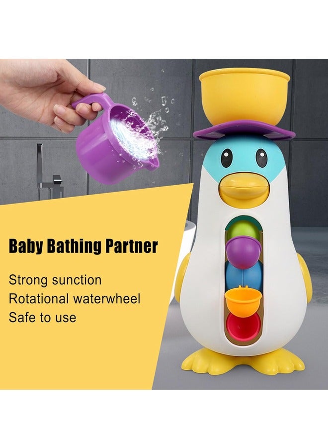 Hihonor لعبة حوض الاستحمام على شكل بطريق صغير، لعبة تدفق وشلال، ألعاب حوض الاستحمام للأطفال من 2 3 4 سنوات، هدية عيد ميلاد ممتعة - Image 4