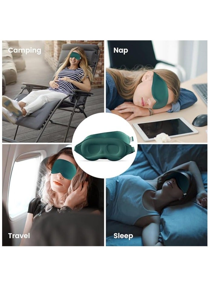 Sleep Eye Mask for Men and Women - Perfect Blackout 3D Eye Mask for Calm Sleep | 100% Blackout Nose Bridge Design | Soft and Comfortable Eyeshadow Cover for Travel, Yoga, Napping - Green