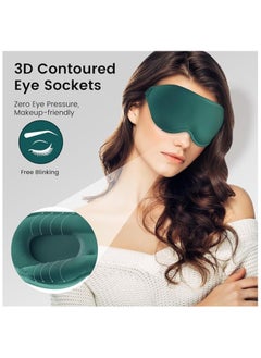 KHAJUL Sleep Eye Mask for Men and Women - Perfect Blackout 3D Eye Mask for Calm Sleep | 100% Blackout Nose Bridge Design | Soft and Comfortable Eyeshadow Cover for Travel, Yoga, Napping - Green  - Image 2