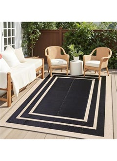 Arabest 5x8 ft Waterproof Outdoor Rug, Reversible Black & Beige Plastic Straw Mat for Patio, Camping, Balcony, Deck, Backyard. Indoor Outdoor Carpet Clearance for RV.  - Image 1