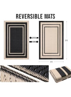Arabest 5x8 ft Waterproof Outdoor Rug, Reversible Black & Beige Plastic Straw Mat for Patio, Camping, Balcony, Deck, Backyard. Indoor Outdoor Carpet Clearance for RV.  - Image 2