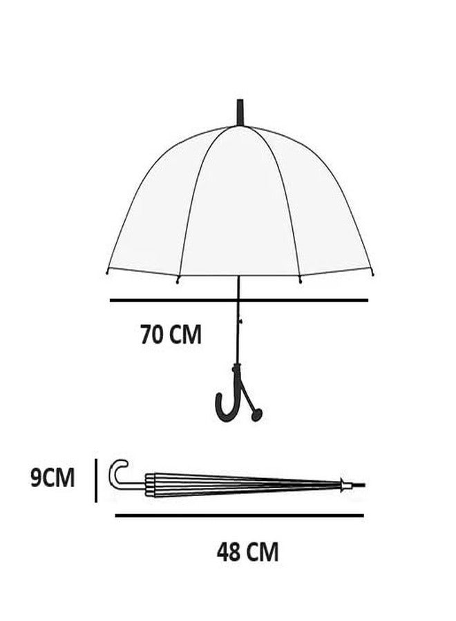Yellow Bee Clear Umbrella with Pink Floral Design and Polka Dots for Girls, Peach, 3-10 Years - Image 5