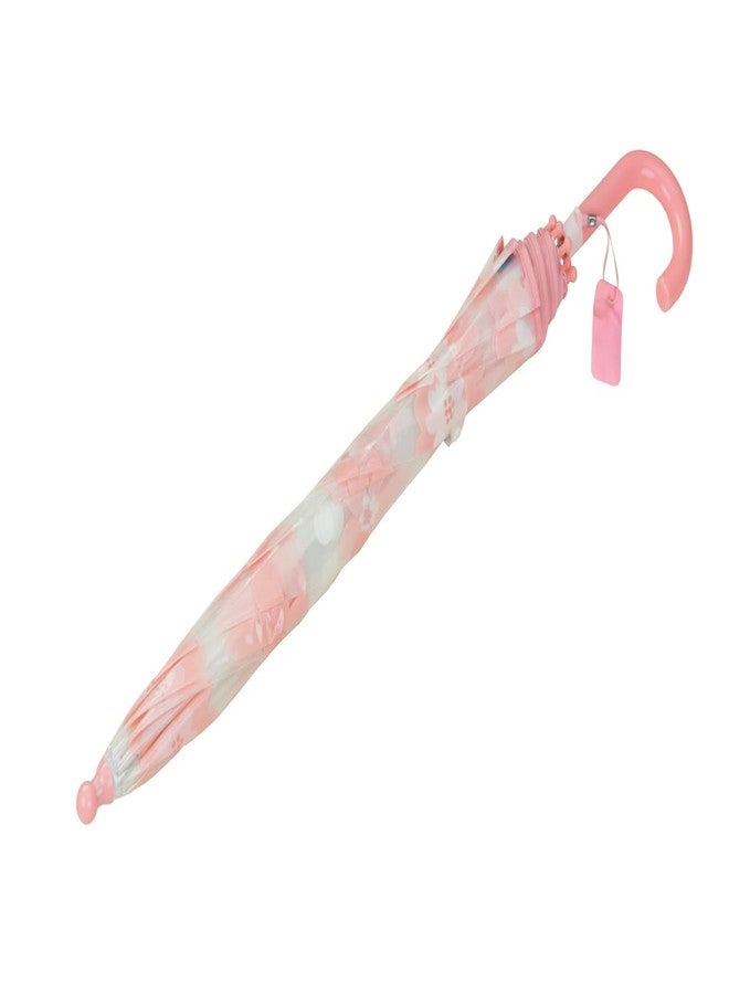 Yellow Bee Clear Umbrella with Pink Floral Design and Polka Dots for Girls, Peach, 3-10 Years - Image 4