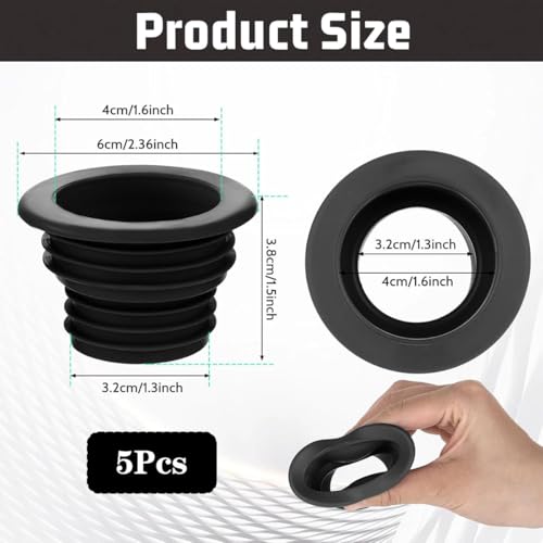 XFSAFDM 5 Pack Washing Machine Drain Connector, Drainage Cover for Bathroom and Kitchen, White and Black Drain Pipe Rat Stopper, Silicone Water Stopper for Sink Drainer and Washing Machine Pipe Outlet - Image 2