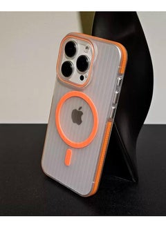 Corrugated Magsafe magnetic charging suitable mobile phone case grating iPhone13 pro skin-feeling matte – Orange
