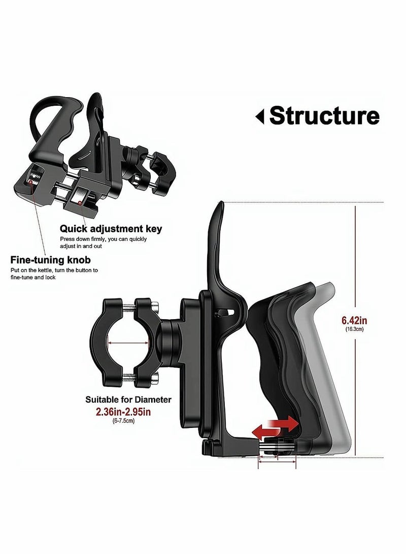 Y&D Small Bike Water Bottle Holder for 6-7.5 CM Diameter Bottle, Bicycle Cage Road Mountain Bikes, Adjustable Grip Buttons, Lightweight Strong Cup Outdoor Cycling, Black - Image 4