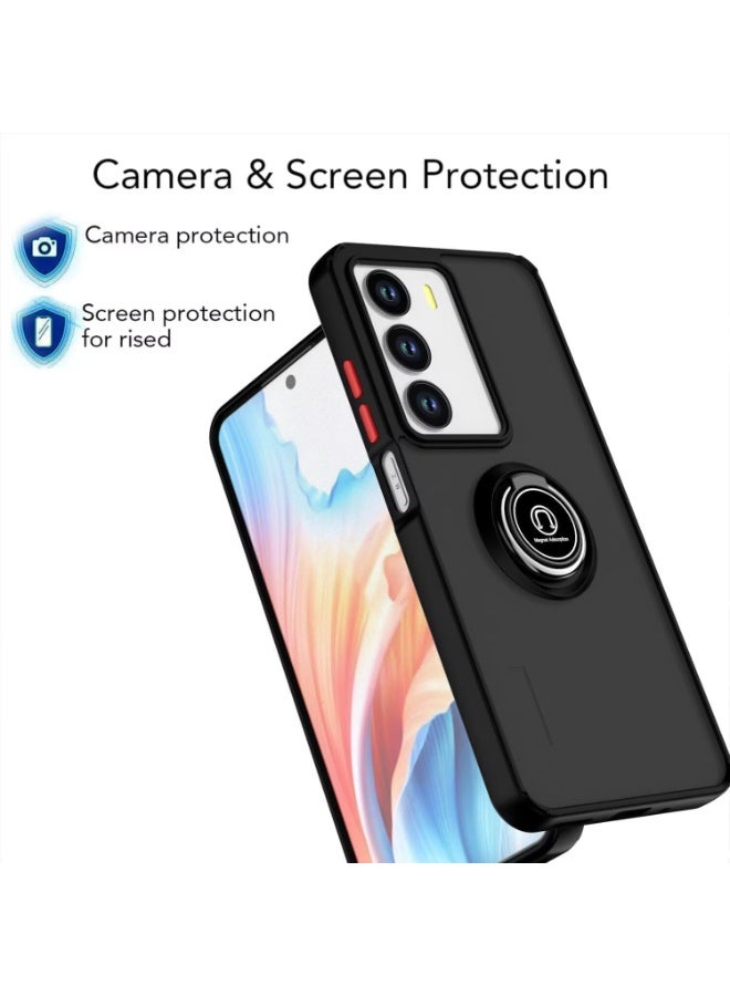 Muzz Case for Realme C71 4G / Case Cover For Realme C73 5G, Metal Ring Holder Grip Kickstand Car Magnetic Mount Shockproof Matte Hard Back Bumper Case for Realme C71 4G/C73 5G (Black) - Image 4