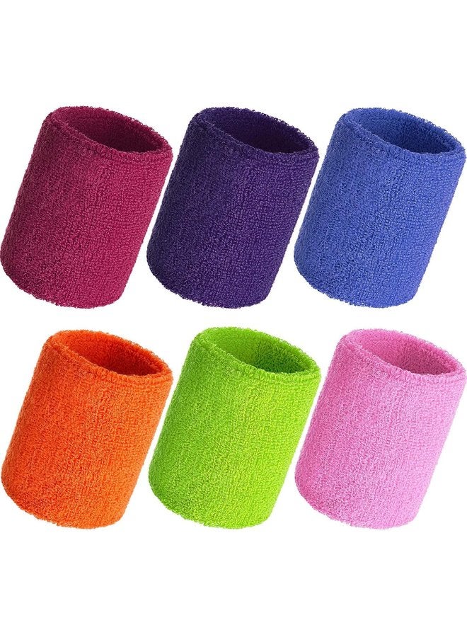 12 Pcs Multicolor Cotton Terry Cloth Wrist Sweatbands for Men & Women - Ideal for Various Sports