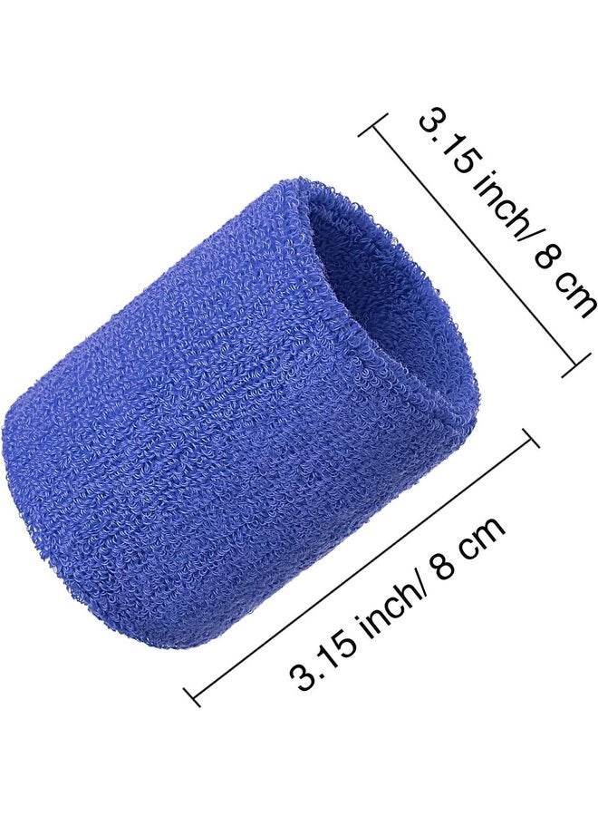 12 Pcs Multicolor Cotton Terry Cloth Wrist Sweatbands for Men & Women - Ideal for Various Sports