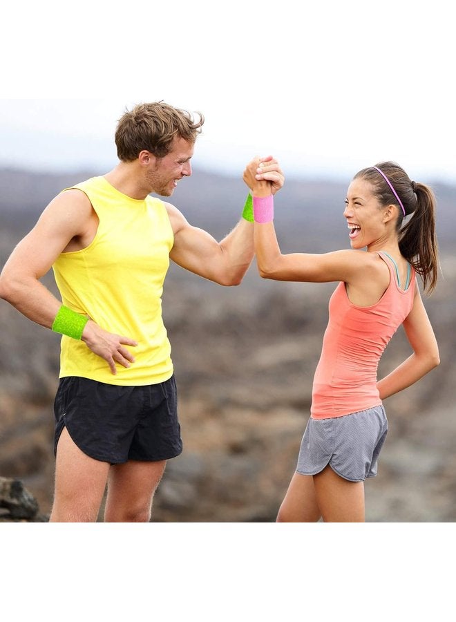 12 Pcs Multicolor Cotton Terry Cloth Wrist Sweatbands for Men & Women - Ideal for Various Sports