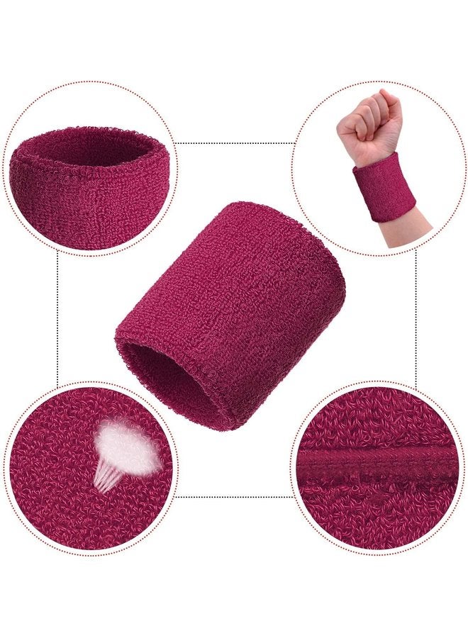 12 Pcs Multicolor Cotton Terry Cloth Wrist Sweatbands for Men & Women - Ideal for Various Sports