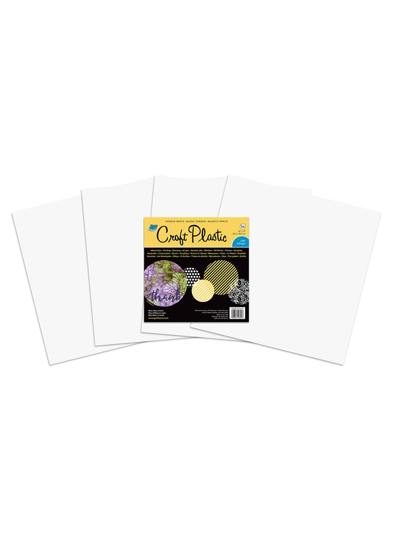 Grafix Grafix Opaque Craft Plastic  Opaque 010 Craft Plastic Film Durable and Flexible Film Perfect for DIY Crafts Mixed Media Fluid Art Watercolors and Stamping White 9 x 12 Pack of 25 