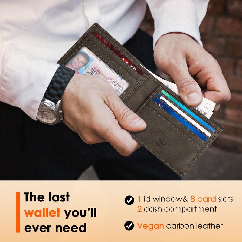 RUNBOX Wallet for Men Slim Leather Bifold RFID Blocking Minimalist Front Pocket Design with Gift Box - Image 2