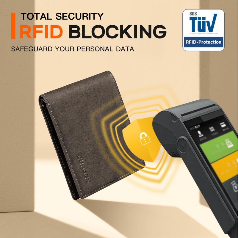 RUNBOX Wallet for Men Slim Leather Bifold RFID Blocking Minimalist Front Pocket Design with Gift Box - Image 4