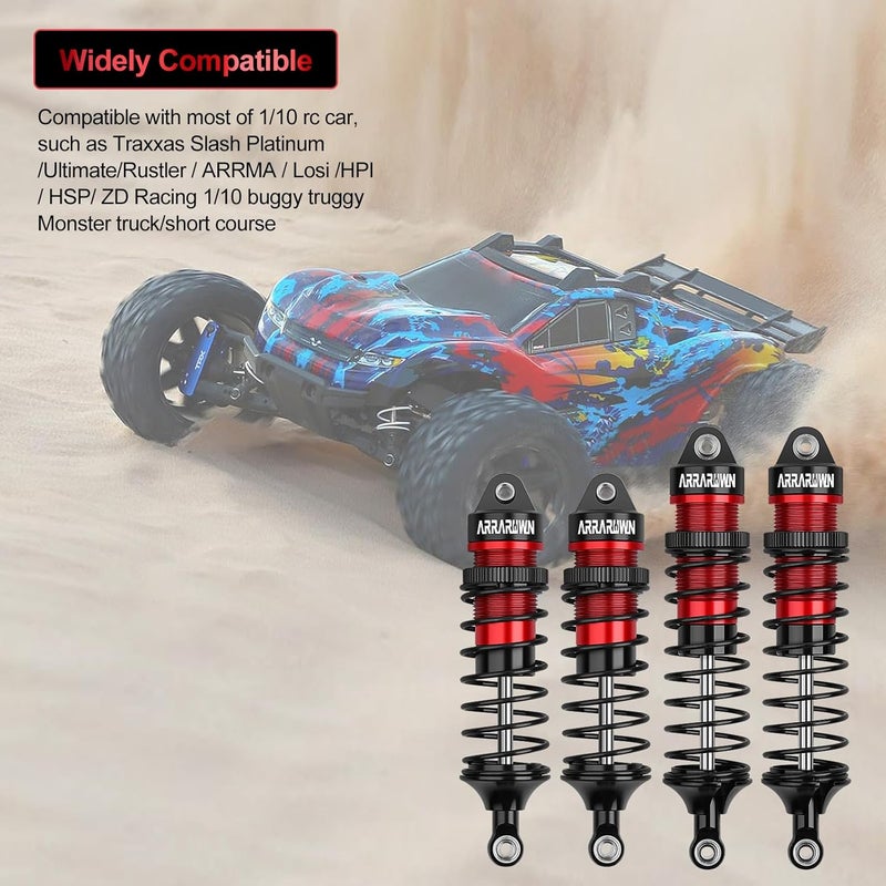ARRAROWN مجموعة ممتصات الصدمات الأمامية والخلفية ARRAROWN 4 قطع 1/10 RC للسيارات Traxxas Slash/Rustler/Stampede VXL - Image 2