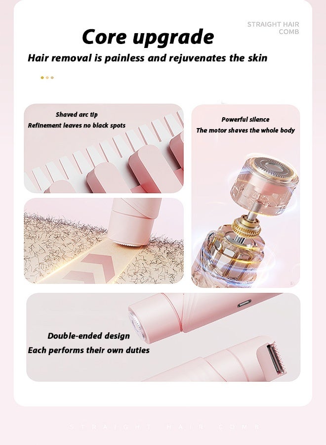 مانجي جهاز كهربائي لإزالة الشعر، جهاز خلع الشعر بدون ألم، مريح 2 في 1 مزيل شعر مزدوج الرأس للنساء (وردي) - Image 2