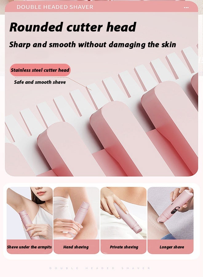 مانجي جهاز كهربائي لإزالة الشعر، جهاز خلع الشعر بدون ألم، مريح 2 في 1 مزيل شعر مزدوج الرأس للنساء (وردي) - Image 3