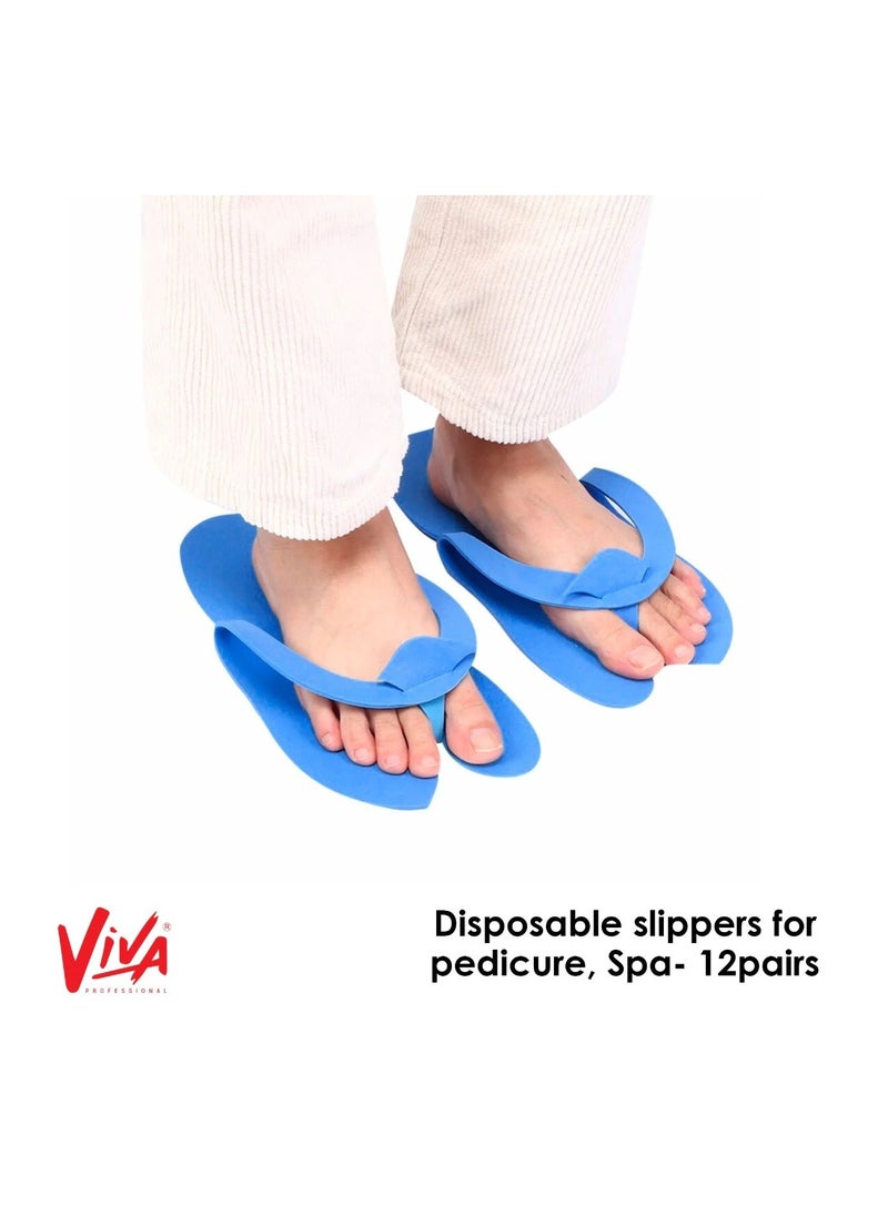 Viva - Disposable Slippers For Pedicure Spa Foot Bath Nail Salon - PINK (12 Pairs) - Image 1