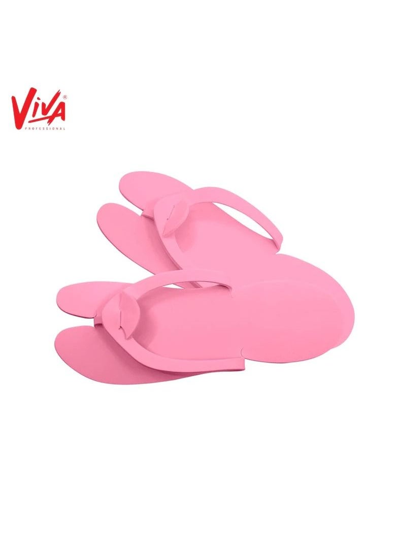 Viva - Disposable Slippers For Pedicure Spa Foot Bath Nail Salon - PINK (12 Pairs) - Image 1