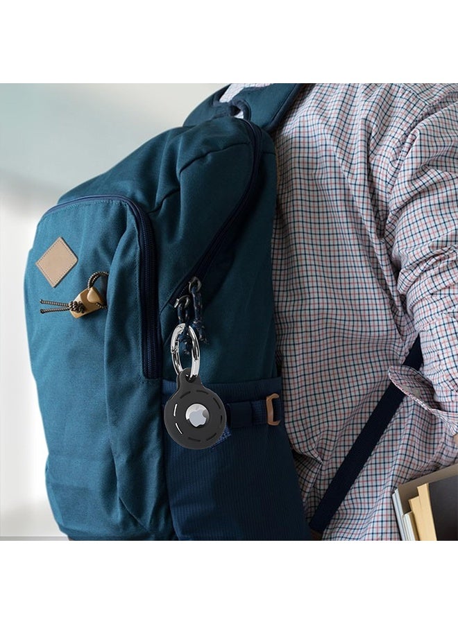 بوفان مجموعة من 4 حوامل لبطاقات Apple Airtag، حافظات سيليكون مقاومة للصدمات والغبار وقابلة للغسل لبطاقات Airtag مع ملحقات للمحافظ والأمتعة وأطواق الحيوانات الأليفة وأجهزة تحديد المفاتيح (أسود) - Image 2