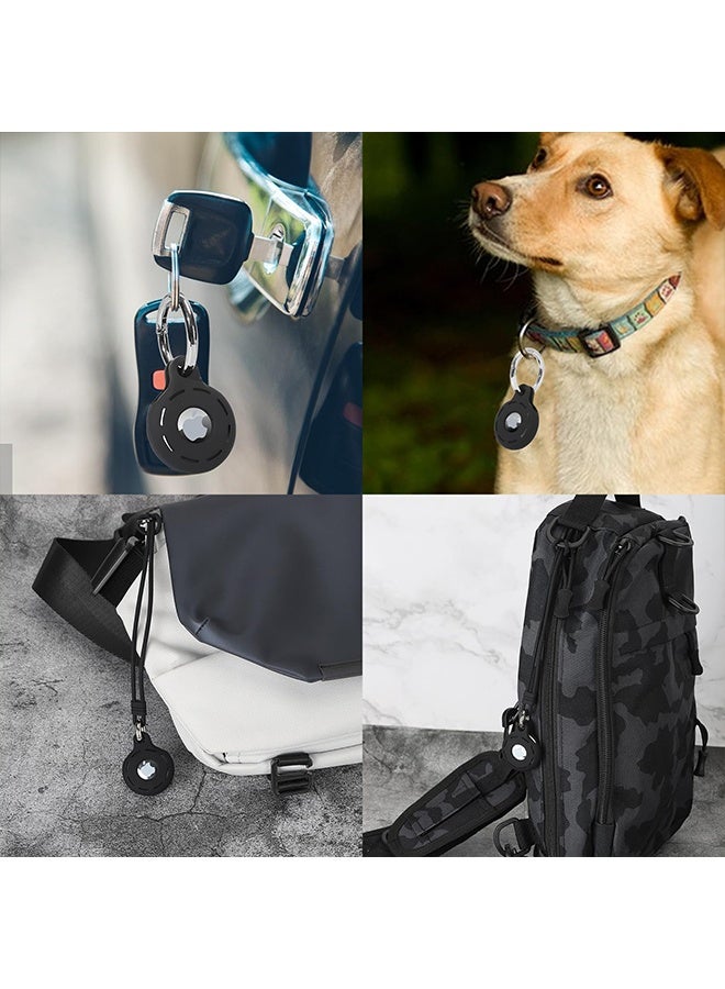 بوفان مجموعة من 4 حوامل لبطاقات Apple Airtag، حافظات سيليكون مقاومة للصدمات والغبار وقابلة للغسل لبطاقات Airtag مع ملحقات للمحافظ والأمتعة وأطواق الحيوانات الأليفة وأجهزة تحديد المفاتيح (أسود) - Image 4