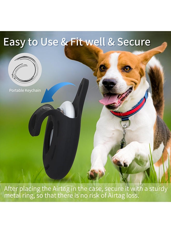 بوفان مجموعة من 4 حوامل لبطاقات Apple Airtag، حافظات سيليكون مقاومة للصدمات والغبار وقابلة للغسل لبطاقات Airtag مع ملحقات للمحافظ والأمتعة وأطواق الحيوانات الأليفة وأجهزة تحديد المفاتيح (أسود) - Image 5