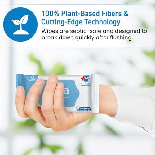 Filtra® Flushable Personal Hygiene | 99% Water | 100% Flushable & Septic Safe | Plant-Based, Biodegradable | Fragrance-Free, Alcohol & Paraben Free | For Baby, Intimate, Toilet & Travel Use | 8 Sheets/Mini Pack, 6 Packs/Bag (48 Count) - Image 3
