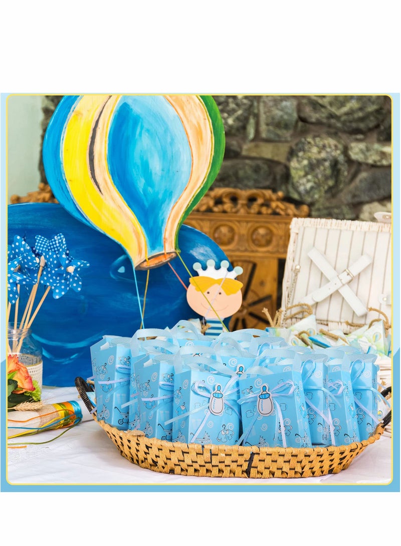 24 Pcs Blue Party Gift Bags for Boys - Perfect for Baby Showers, Birthdays & Treats - Ideal Goodie Bags with Handles for Kids' Celebrations - Image 2