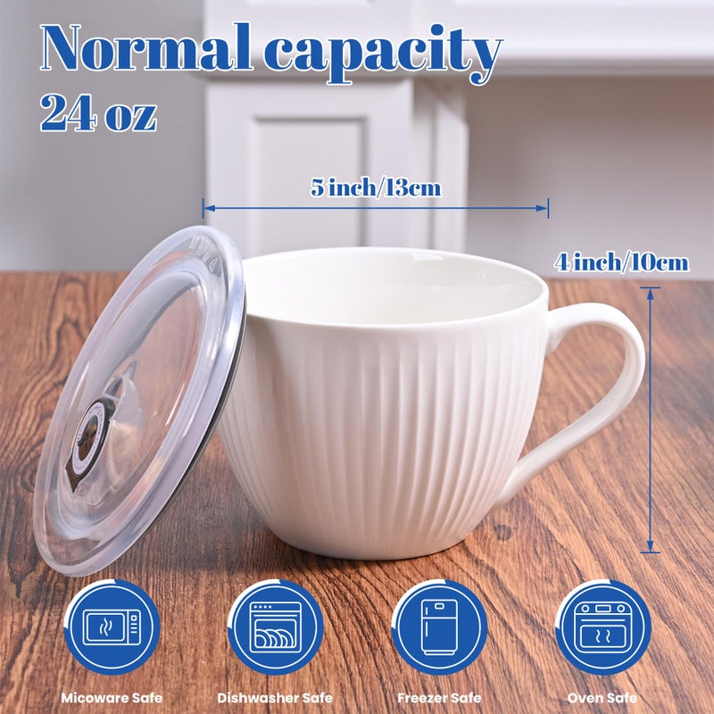 Hoilse Ceramic Soup Mug With Lid  24Oz Large Soup Cup With Handle  Microwave Soup Bowl For Breakfast Cereal  Oatmeal  Overnight Oats  Coffee  Salad  Dishwasher Safe Housewarming Wedding Gift  1Pc (Green) - Image 2