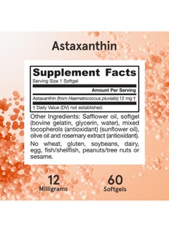 jarrow formulas Astaxanthin 12 Mg 60 Servings (Softgels) Algal Antioxidant Carotenoid Supports Immune Skin & Eye Health Dietary Supplement Gluten Free Non Gmo  - Image 4