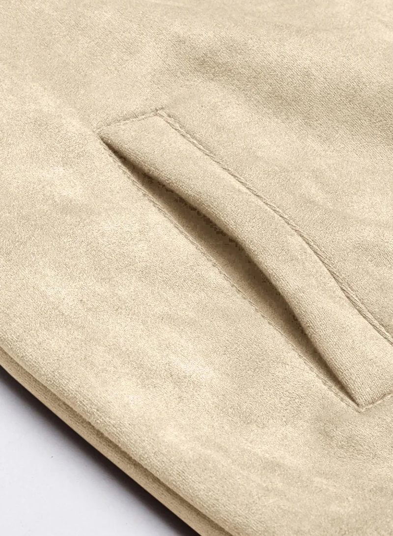 CAHOOT Beige Men's Saltbox Beige Fur-Lined Suede Bomber Jacket for Men | Best Price UAE