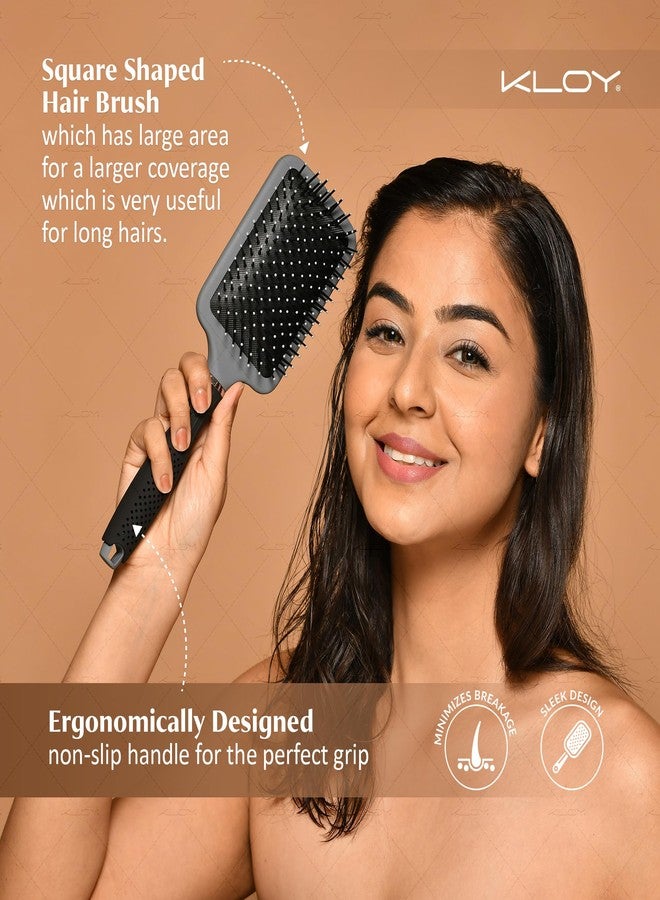 KLOY Ultra Paddle Hair Brush with Large Coverage, Soft Ball-Point Bristles for Men & Women, Grey - Image 5