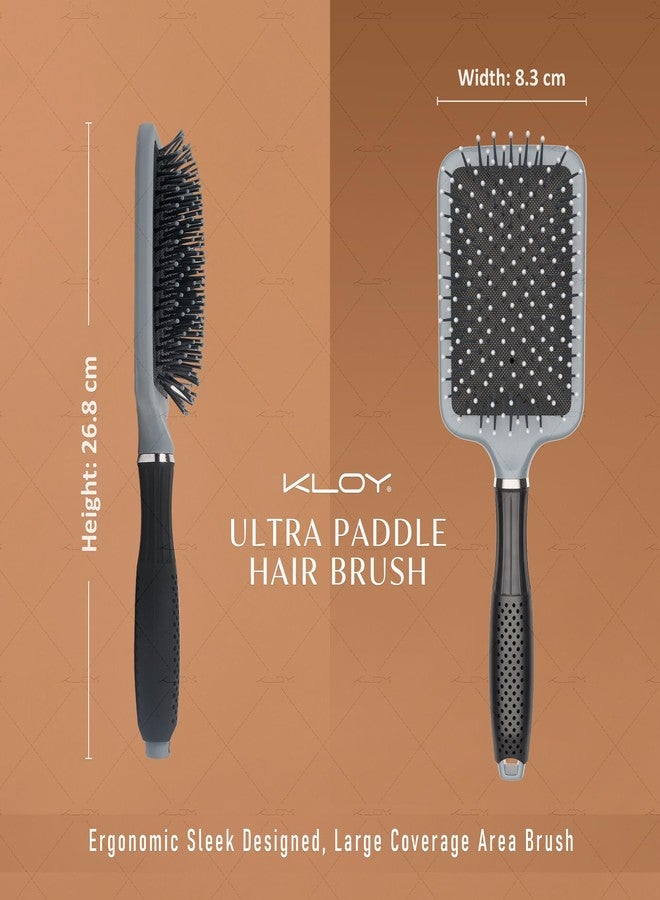 KLOY Ultra Paddle Hair Brush with Large Coverage, Soft Ball-Point Bristles for Men & Women, Grey - Image 3