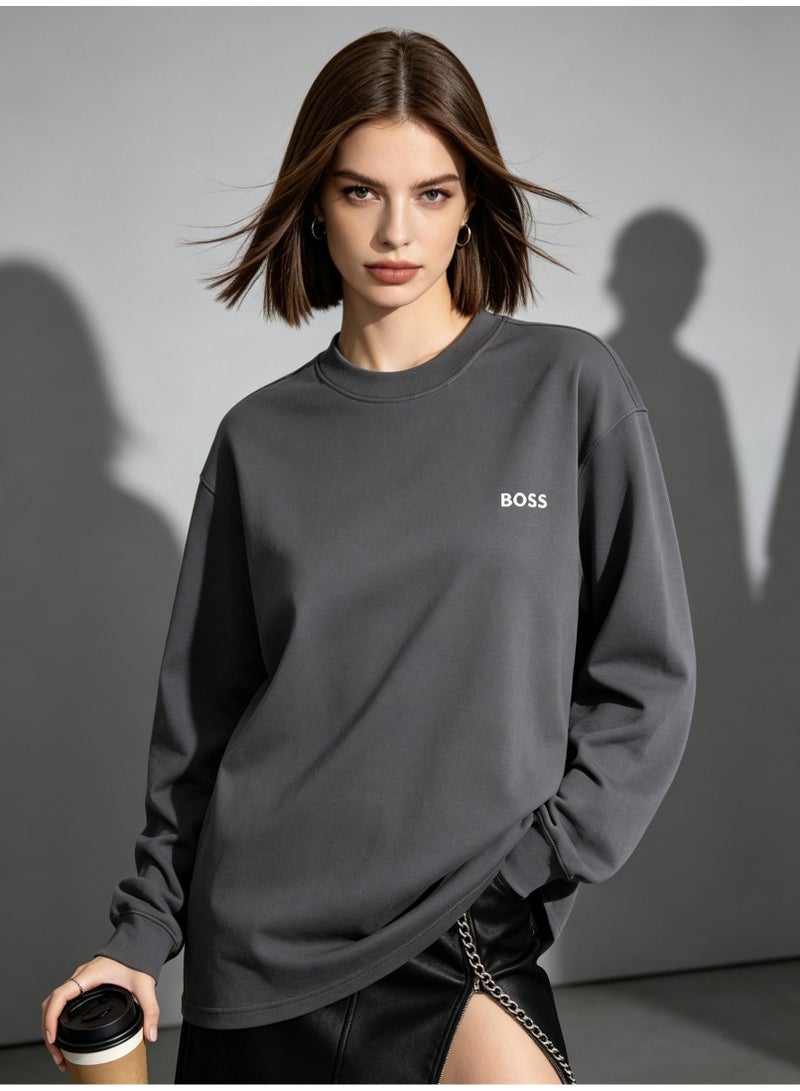 BOSS Men Charcoal Dark Grey Crew Neck Sweatshirt Premium Urban Street Outfit Dark Gray - Image 4