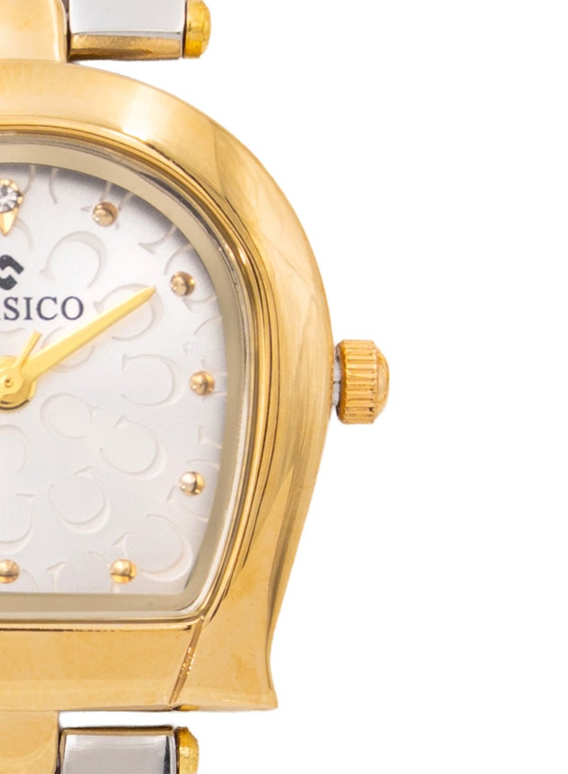 Clasico ساعة أنالوج مصممة للنساء من أماريل - 30 مم - لون مزدوج فضي ذهبي - حزام سلسلة - Image 3