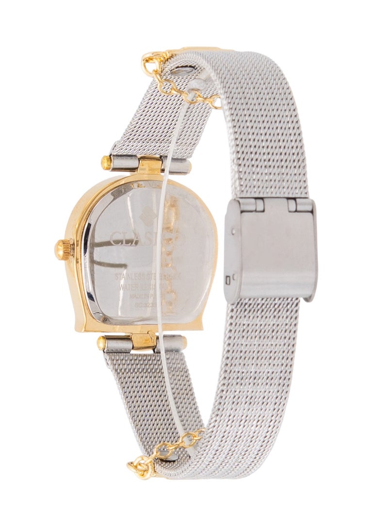 Clasico ساعة أنالوج مصممة للنساء من أماريل - 30 مم - لون مزدوج فضي ذهبي - حزام سلسلة - Image 4