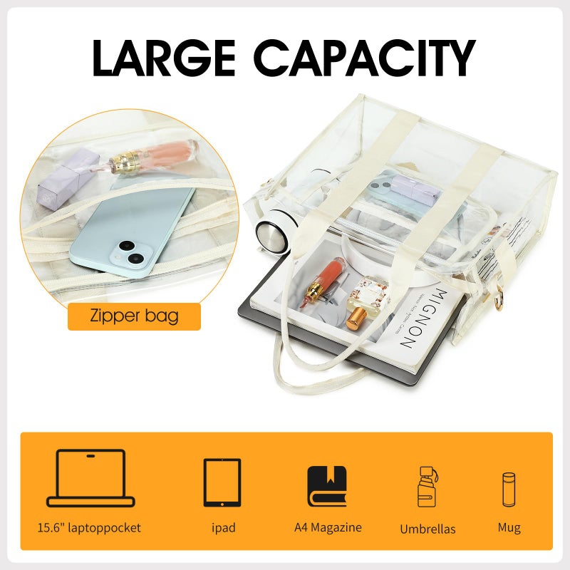 getgto Clear Bags for Women Tote Bag, Crossbody Bag, Stadium Approved Clear Purse for Sports Events, Concert, Work & Beach - Image 3