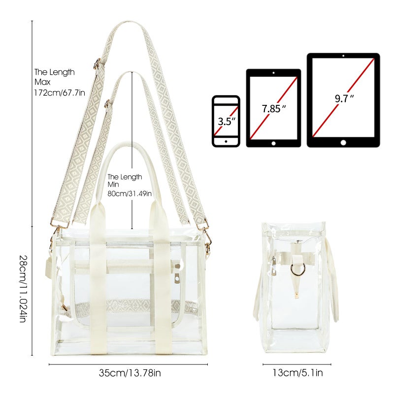 getgto Clear Bags for Women Tote Bag, Crossbody Bag, Stadium Approved Clear Purse for Sports Events, Concert, Work & Beach - Image 4