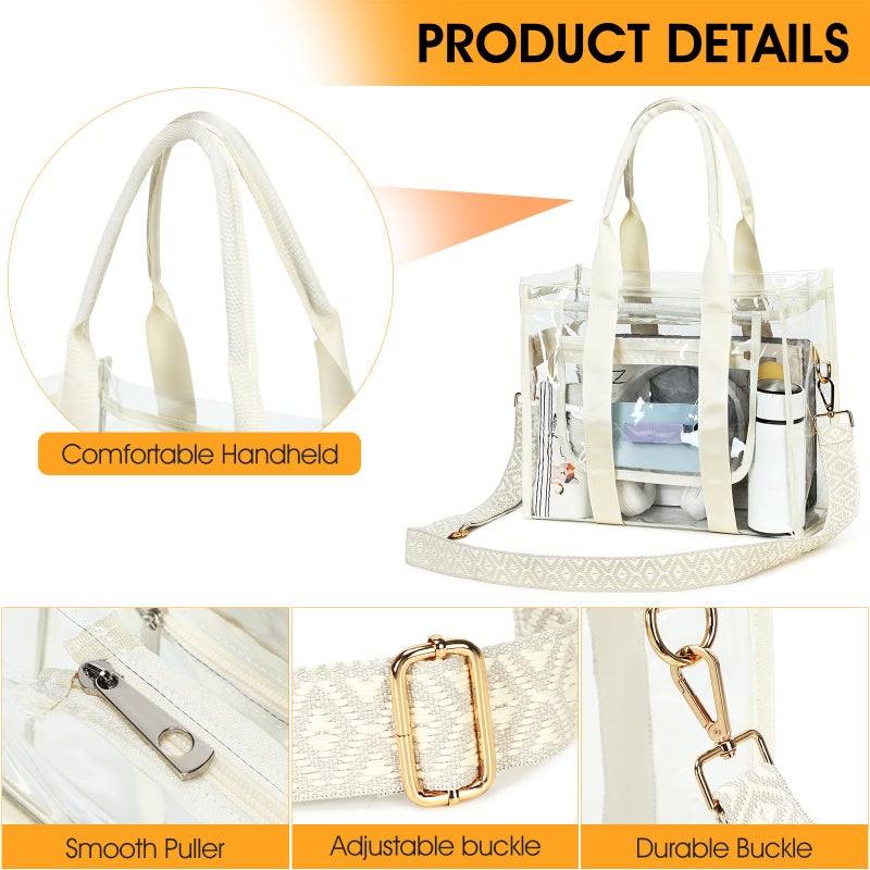 getgto Clear Bags for Women Tote Bag, Crossbody Bag, Stadium Approved Clear Purse for Sports Events, Concert, Work & Beach - Image 5
