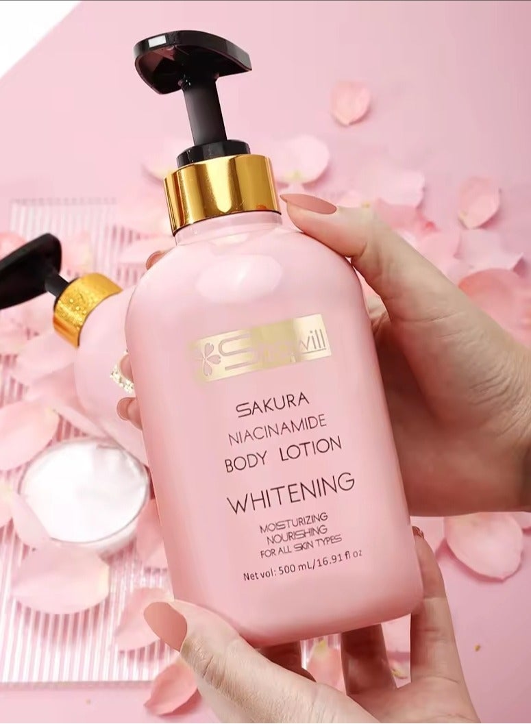 SHAWILL SAKURA NIACINAMIDE BODY LOTION WHITENING 500ML - Image 2