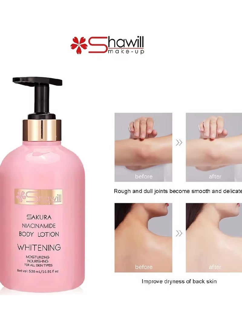 SHAWILL SAKURA NIACINAMIDE BODY LOTION WHITENING 500ML - Image 4