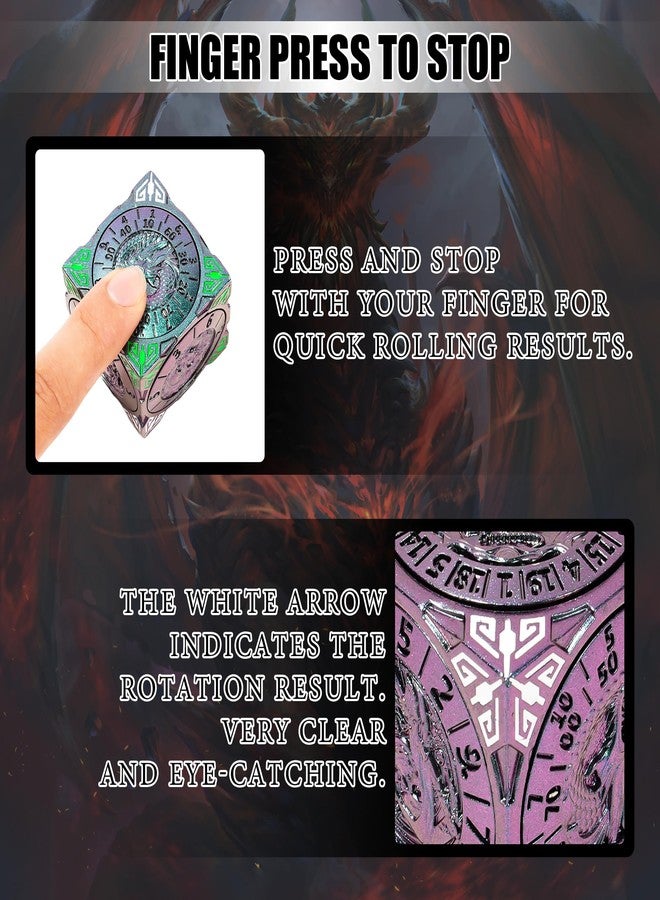 Froggod Roulette Dice Spinner 7-in-1 Metal DND Dice Set with 3D Relief – Mechanical DND Spinner for Dungeons and Dragons Gifts, DM & Players(Gradient) - Image 5