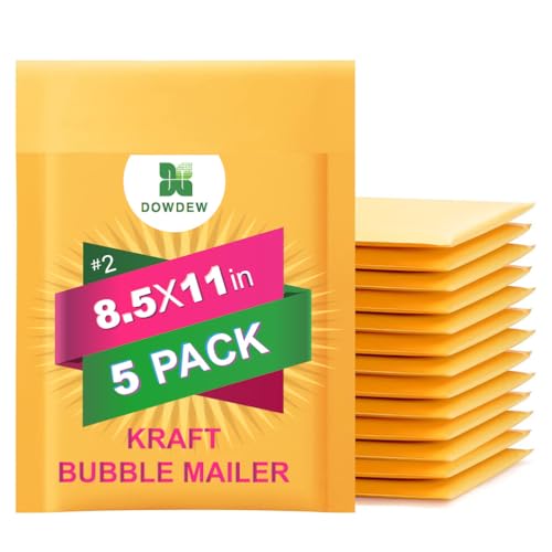 DowDew Kraft Bubble Mailers [5 Pack] Mailing Packing Envelopes #2 (8.5" x 11") - Image 1