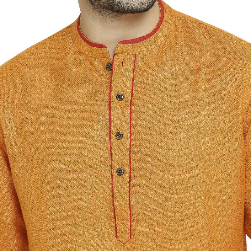 ARCHATTIRE Men’s Orange Polycotton Long Kurta for Men - Image 5