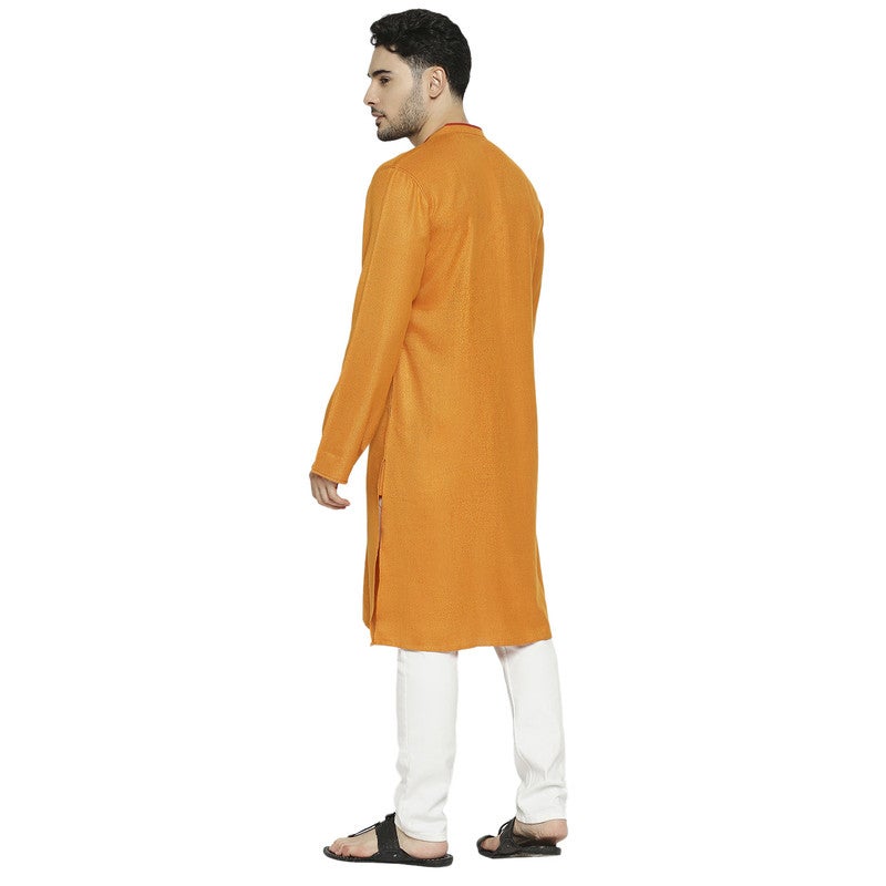 ARCHATTIRE Men’s Orange Polycotton Long Kurta for Men - Image 4