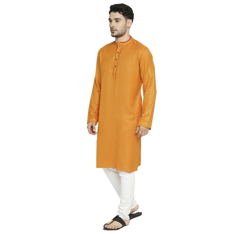 ARCHATTIRE Men’s Orange Polycotton Long Kurta for Men - Image 2