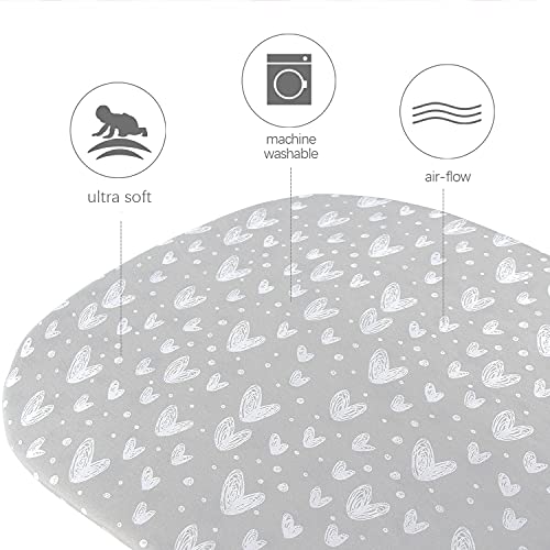 Biloban Bassinet Sheets Compatible with Babybond, Newton and QUTANIX Baby Bassinet Bedside Sleeper, 2 Pack 100% Cotton Bassinet & Bedside Sleeper Sheets, Gray and White Print for Baby - Image 2